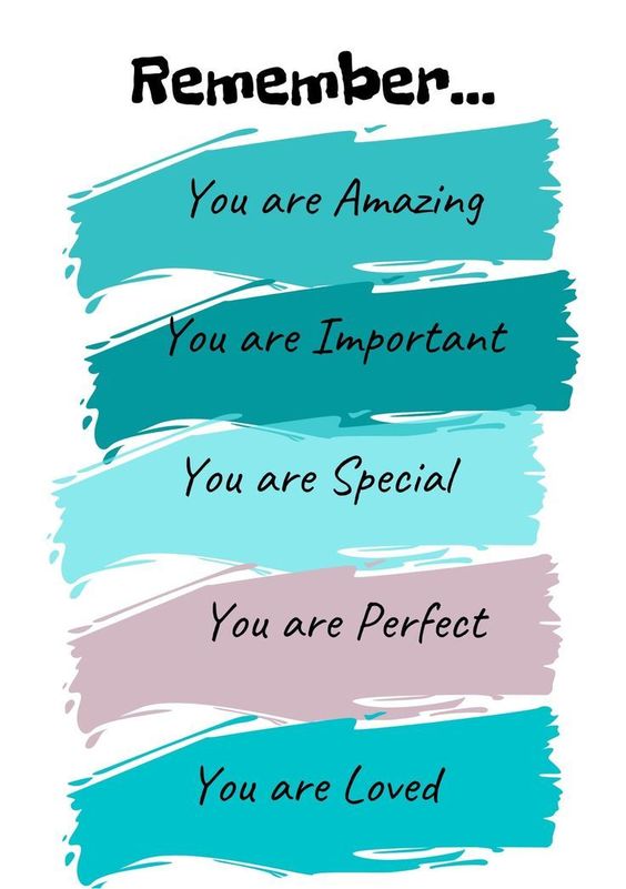 three different colored brush strokes with the words you are amazing you are important you are perfect and you are loved