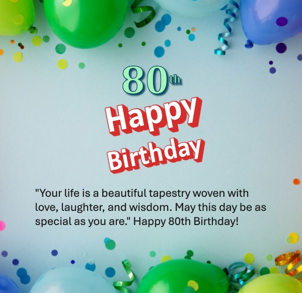 Happy 80th Birthday Wishes Images for 80 Year Old