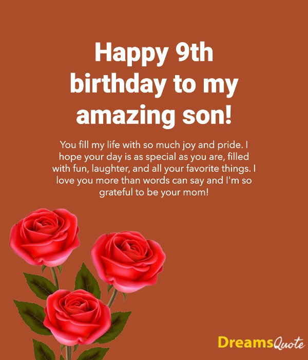 From Mom Happy 9th Birthday Wishes for Son