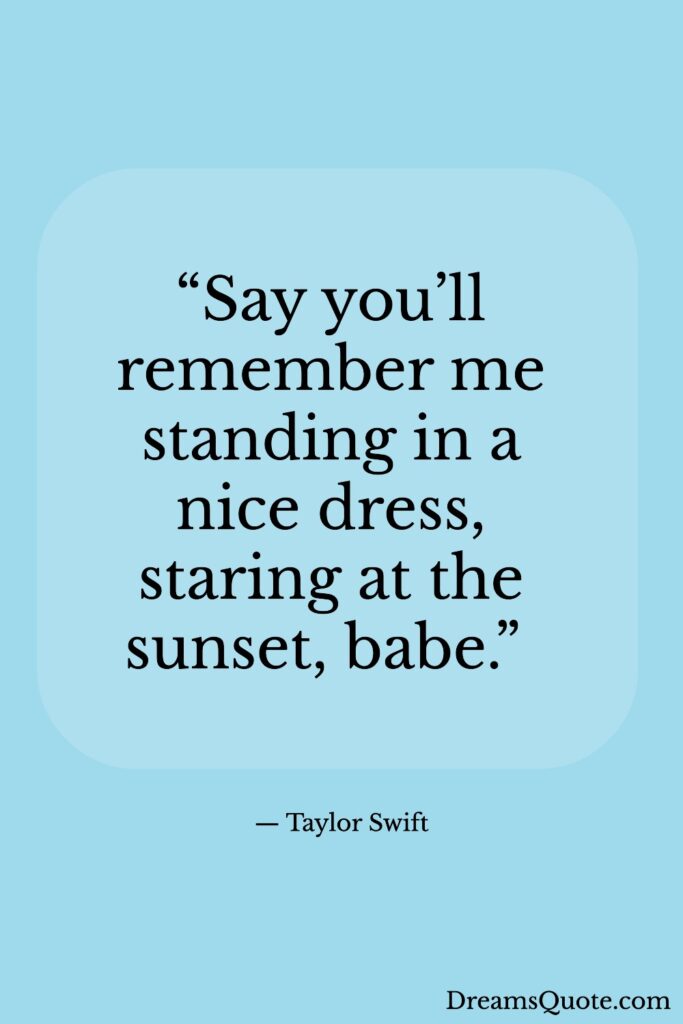 Taylor Swift Wildest Dreams sunset quote on a background of a sky