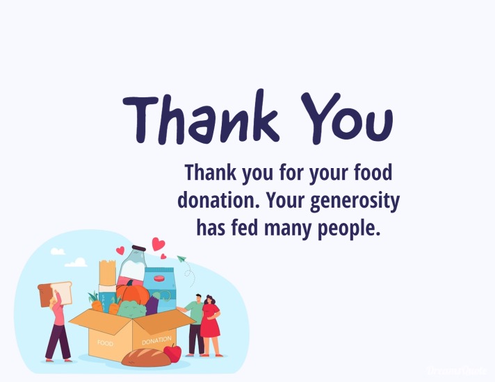 Thank You Messages For Donation Of Food