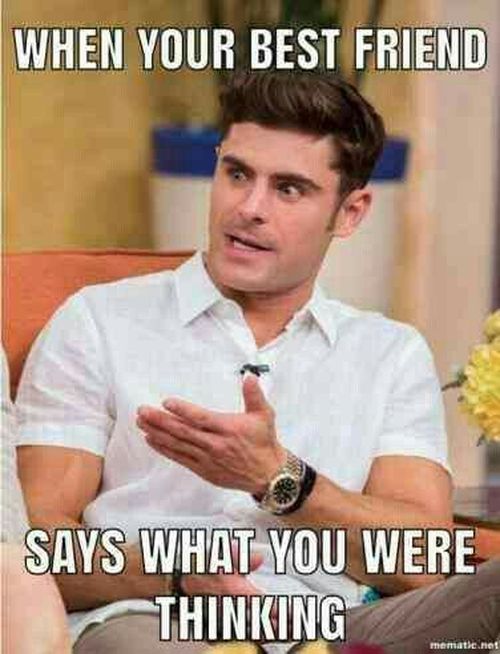 a man sitting in a chair with his hand on his chest and the caption says when your best friend says what you were thinking 1