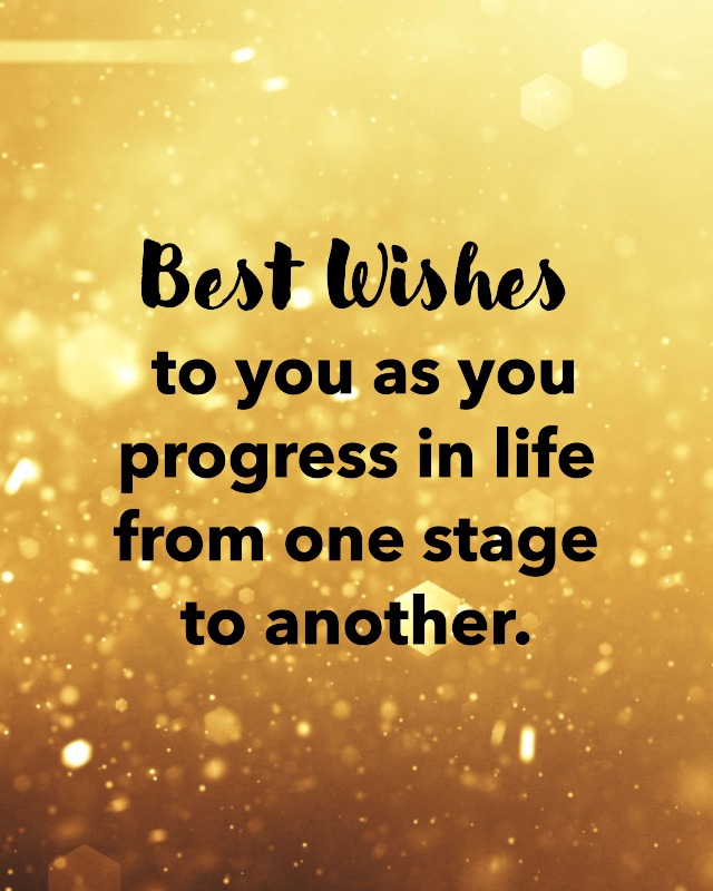 Best Wishes message on a golden bokeh background.