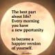 An inspirational quote reading 'The best part about life? Every morning you have a new pportunity to become a happier version of yourself.' attributed to SiraNivi set over a large, glowing full moon. The Best Part About Life Quote and uplifting motivational quote by SiraNivi reminding us that each new morning offers